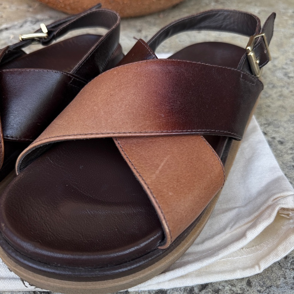 ALOHAS Two-Tone ombré marshmallow Leather slide Sandals - Picture 3 of 6